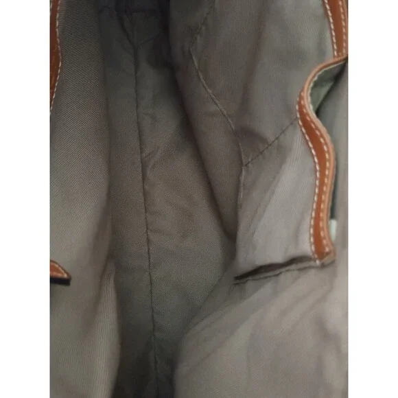 London Fog Black & Tan Brown Handbag Shoulder Bag New Vegan Leather - Picture 8 of 10